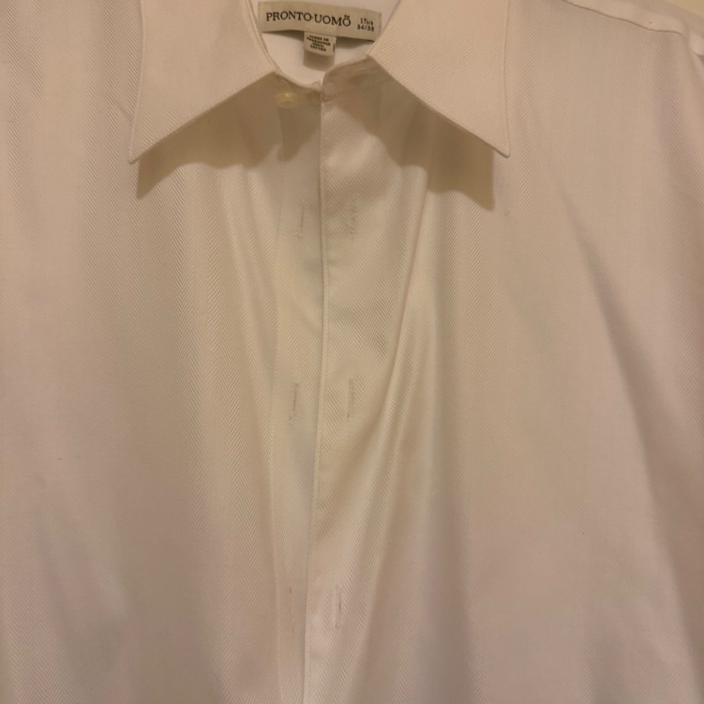 PERFECT CONDITION, PRONO UHOMO WHITE TUXEDO SHIRT, SIZE 17 1/2 34/35 - Picture 2 of 6